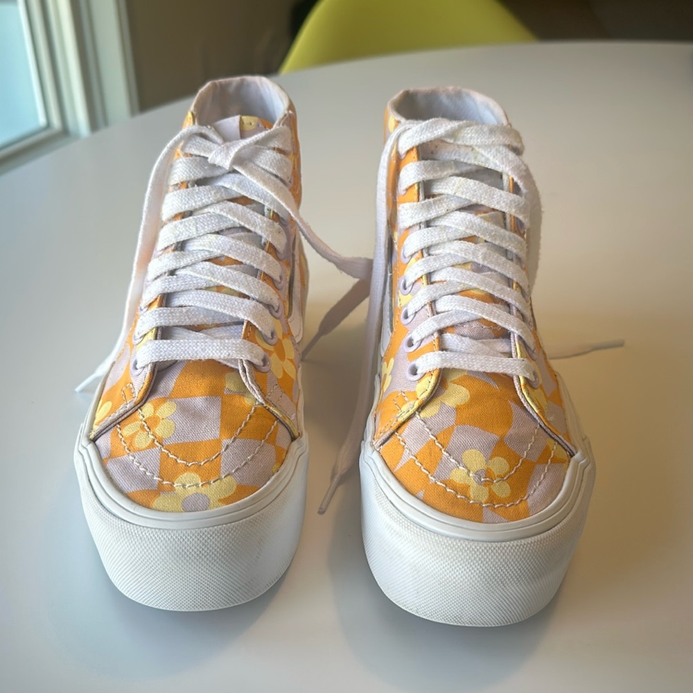 Vans Sk8-Hi Tapered Stackform Purple & Orange Platform Shoes, Women’s Size 6